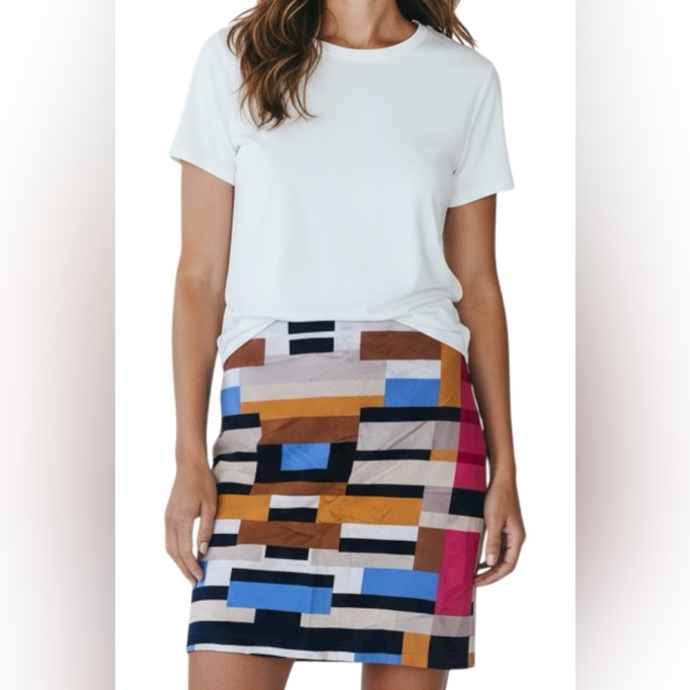 New York & Company Pencil Skirt Size 6 Cotton Blend Geometric Colorful Print